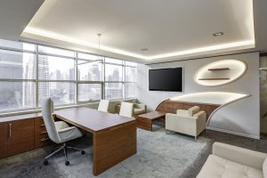 Niotechone high‑tech development centre interior with workstations, ambient lighting and open collaborative workspace