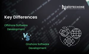 Key differences between offshore and onshore software development in cost, talent, communication, and scalability.