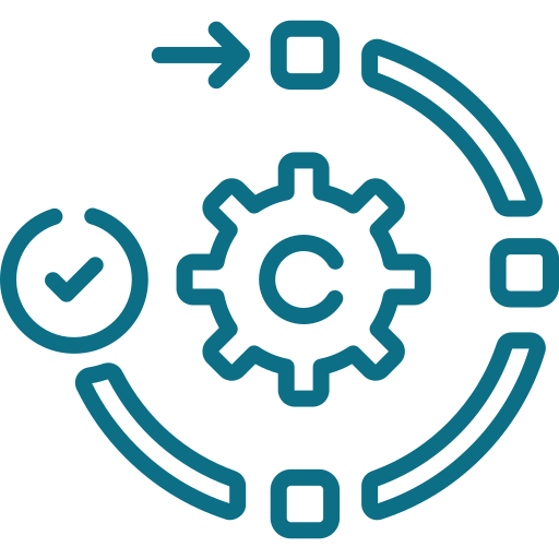 Workflow management icon showing process automation and task optimization for business operations