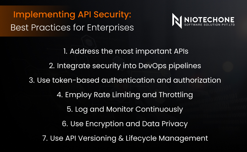 Implementing API security best practices in enterprises with authentication, encryption, and monitoring