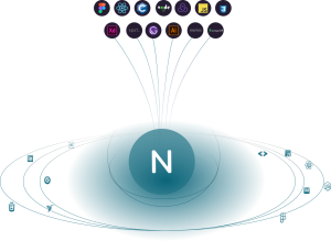 Illustration of professional skills and expertise with icons representing coding, design, and analytics.