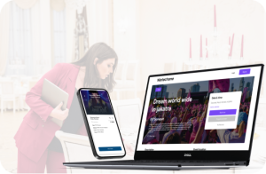 Event organizers managing schedules and attendees using an event management app.