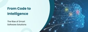 AI-driven software development transforming traditional code into intelligent, adaptive digital solutions.