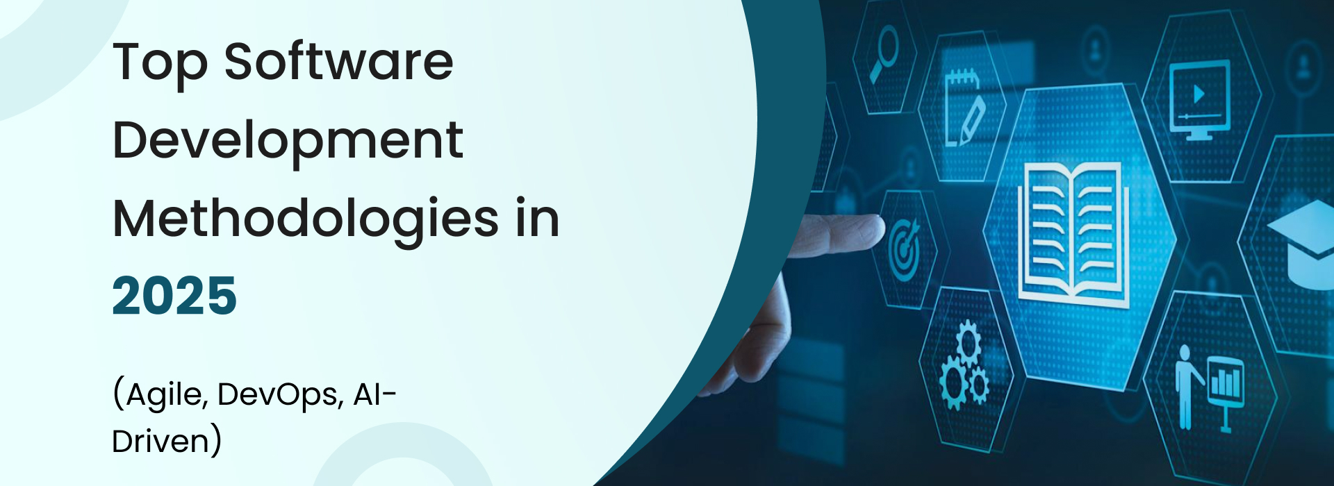 Infographic illustrating top software development methodologies in 2025 including Agile, DevOps, AI-driven development, and continuous integration practices.