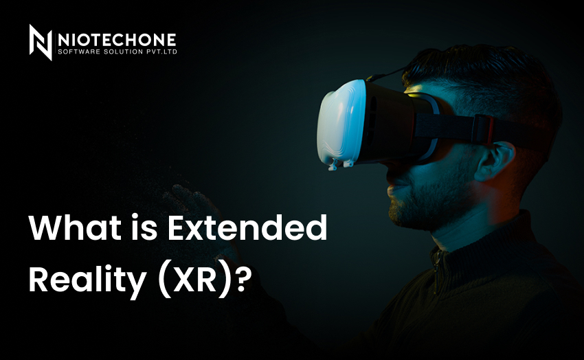 Person using VR headset exploring extended reality