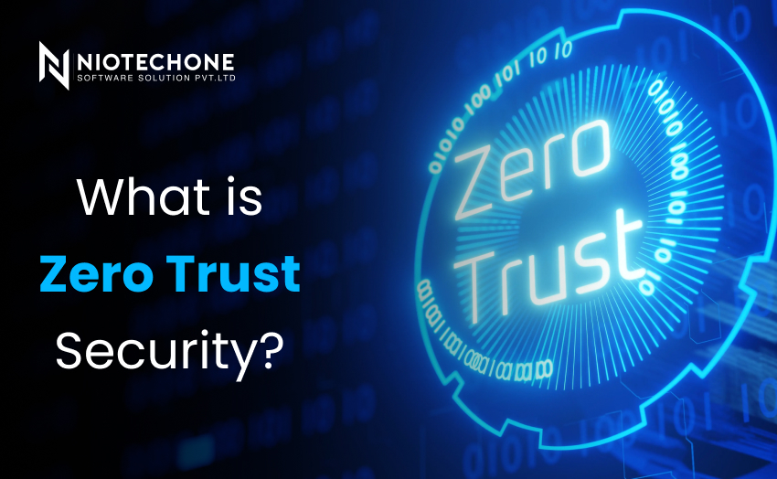 Diagram illustrating the Zero Trust Security model with identity verification, multi-factor authentication, and restricted network access ensuring continuous trust validation.