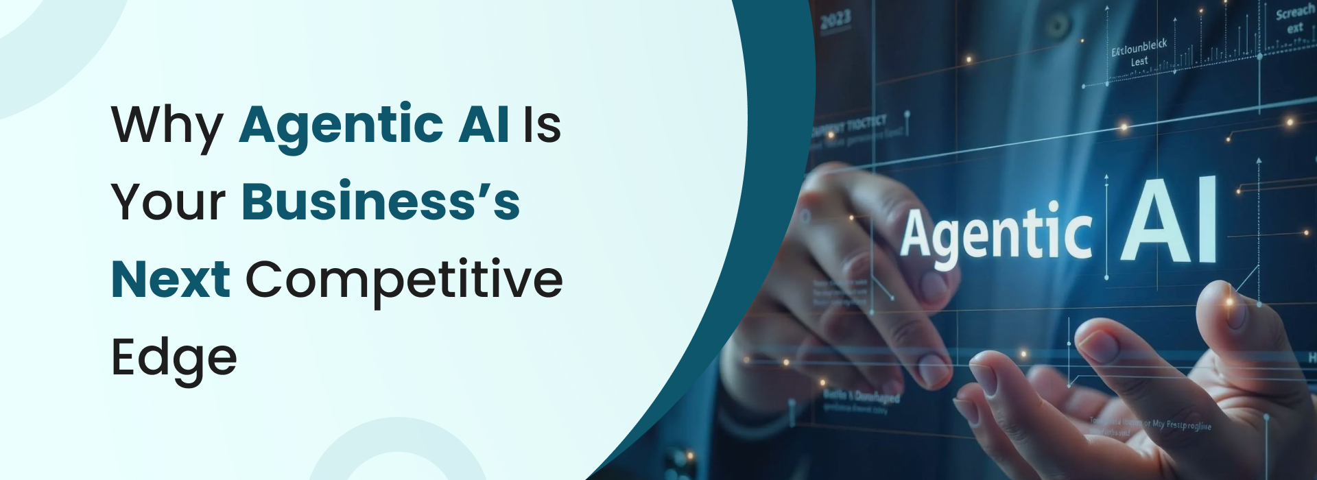 Business professional interacting with Agentic AI holographic interface — future of business automation.