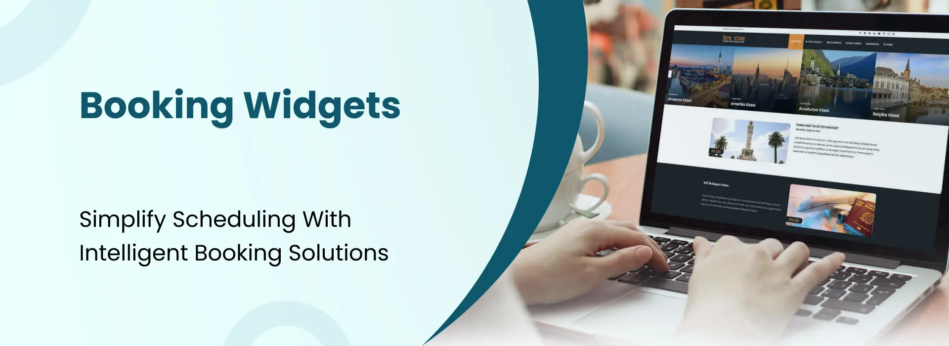 Person using a laptop displaying a booking interface, representing intelligent booking widget solutions.