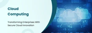 Digital cloud icons connected through a virtual network on a blue technology background.