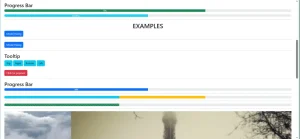 Bootstrap Day 5 banner showing Modal, Tooltip, Popover, Carousel, and Progress Bar components