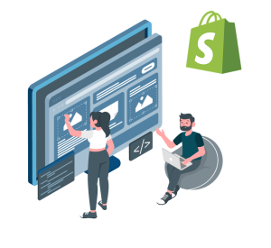 Shopify developer designing and customizing eCommerce website using Shopify platform
