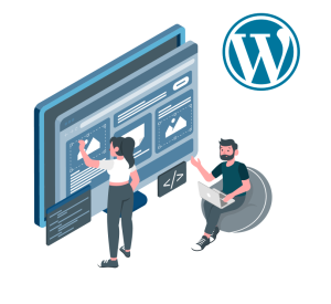 WordPress developer designing responsive website using custom themes and plugins