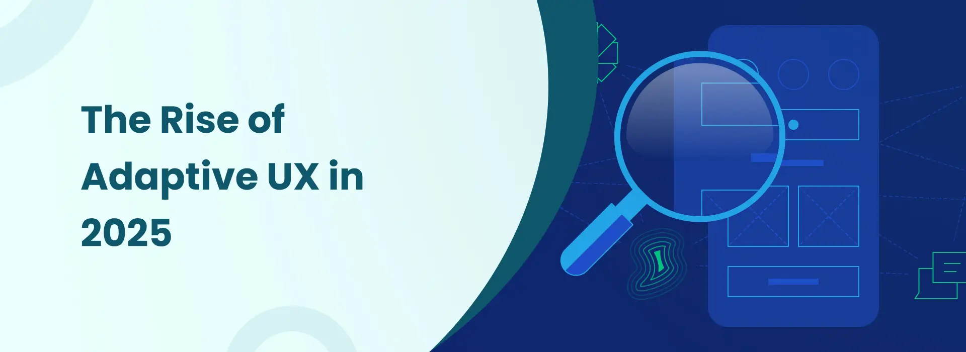 Adaptive UX illustration showing AI-driven personalized interfaces and dynamic user journeys for modern digital experiences.