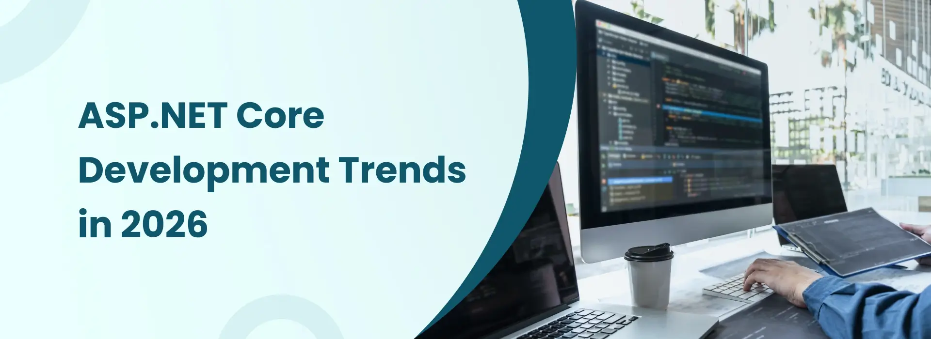 ASP.NET Core development trends in 2026 showing modern software coding environment and future-ready application architecture