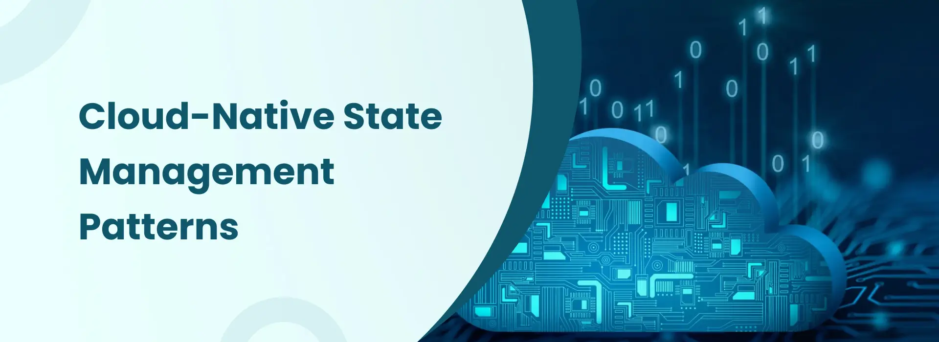 Cloud-native state management patterns showing scalable cloud architecture and data flow