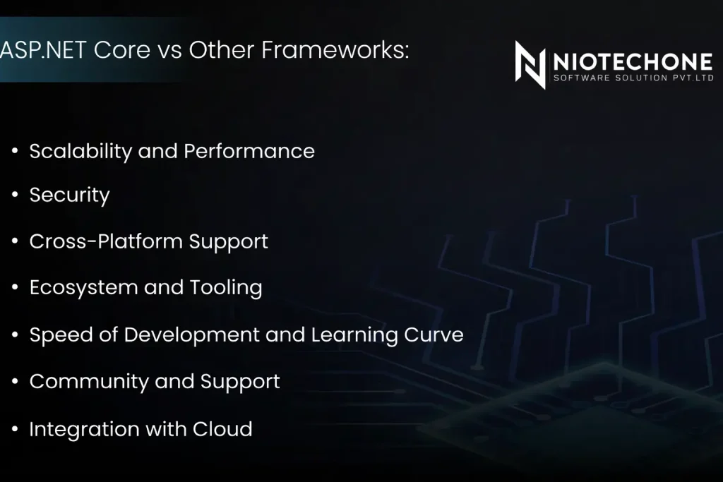 Key features of ASP.NET Core compared with other development frameworks