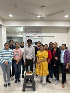 Team celebrating an employee’s birthday