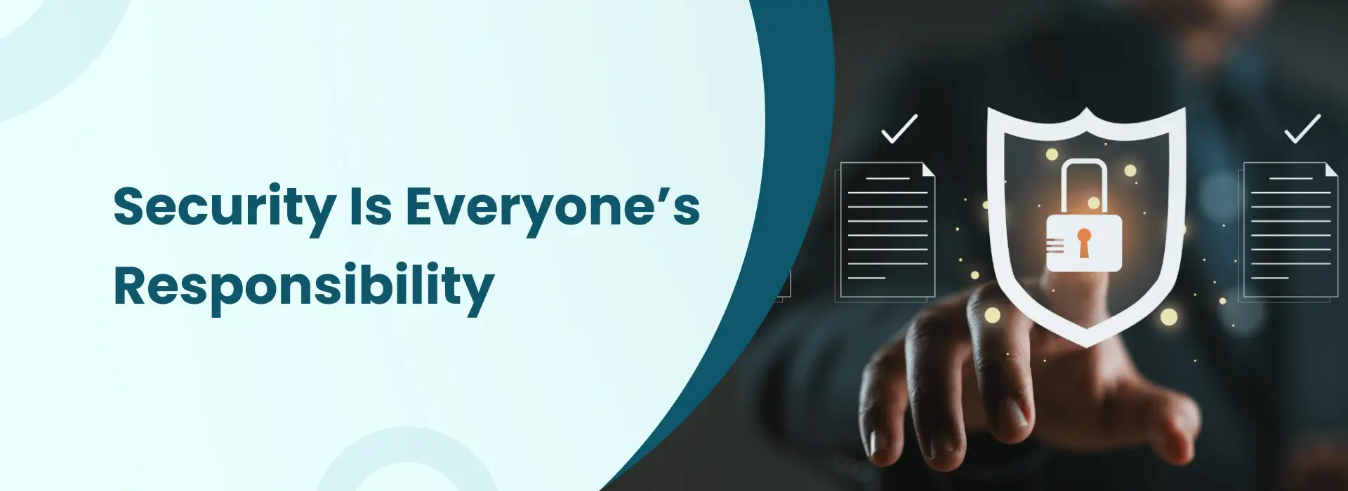 Security is everyone’s responsibility concept with digital lock and data protection icons