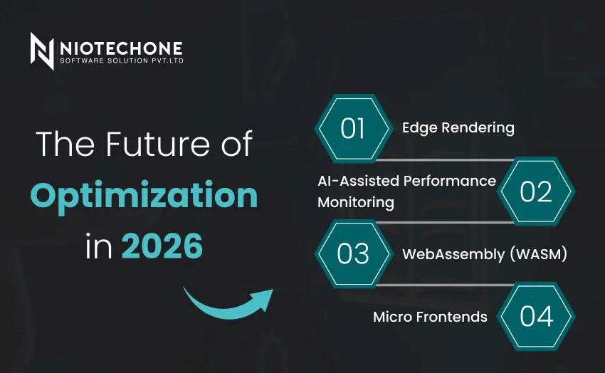 Future of web optimization in 2026 showing AI-driven performance and speed improvement technologies