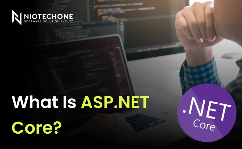 ASP.NET Core framework introduction with coding interface background