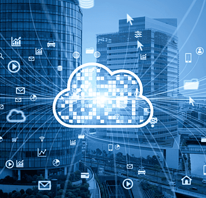 Cloud computing services in Ontario with cloud and server network.