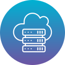 Cloud computing logo with connected digital network.