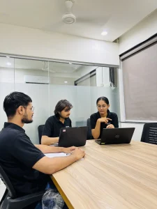 SEO team working together on digital marketing strategy