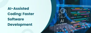 AI-powered coding interface showing faster software development with automation and smart suggestions.