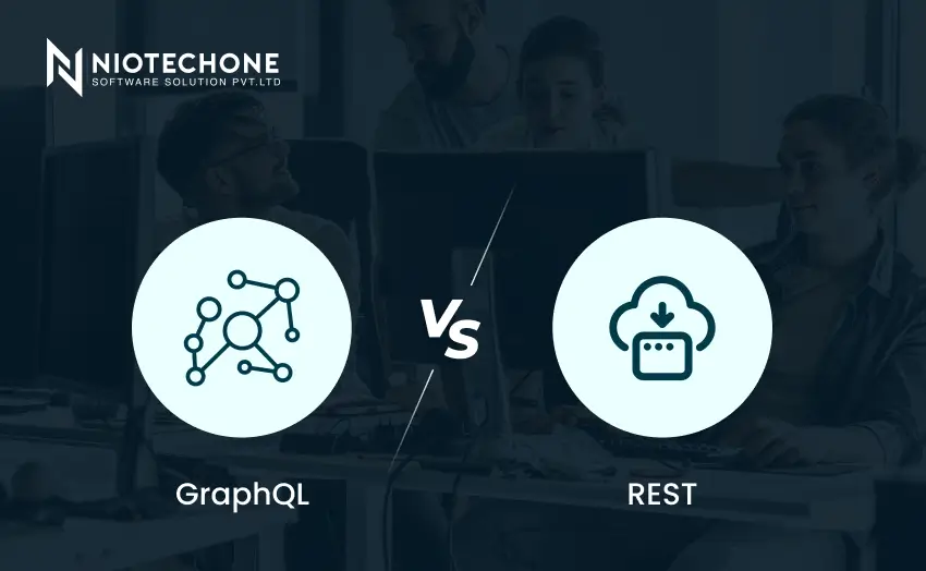 GraphQL vs REST API comparison illustration showing differences between GraphQL and REST architectures for modern application development