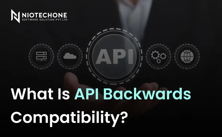 API backward compatibility concept with icons representing integration, connectivity, and system stability