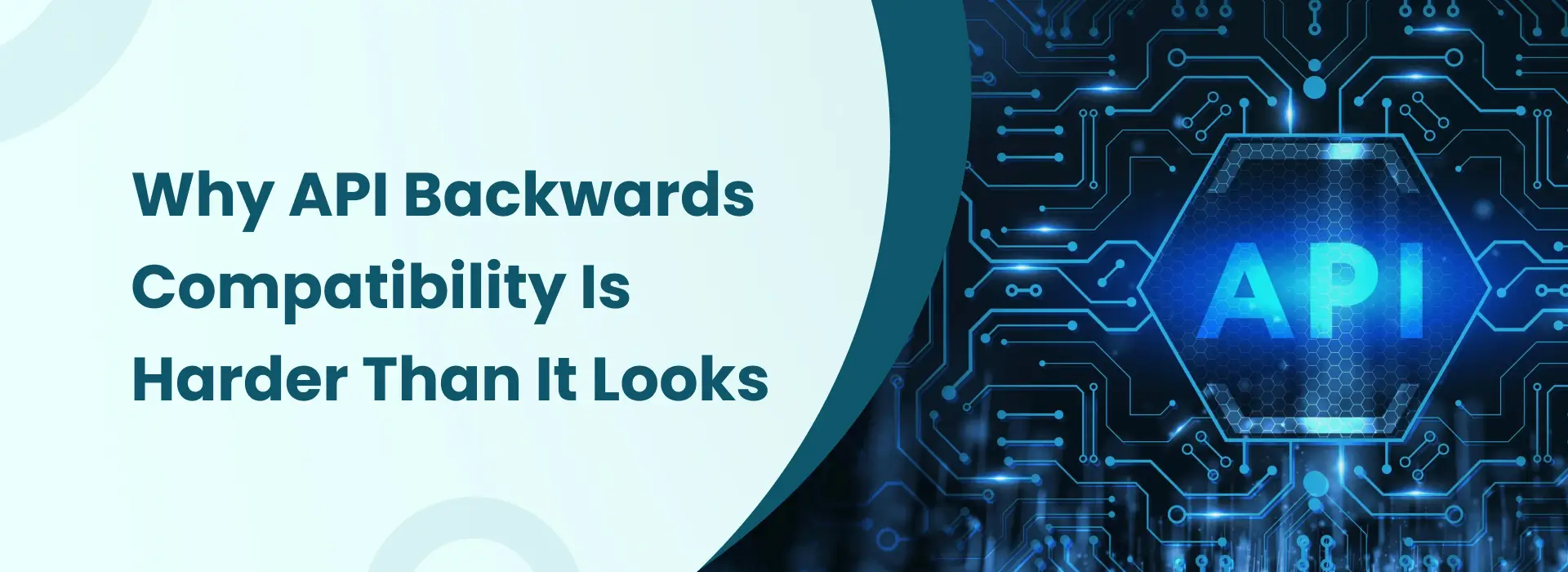 API concept with circuit design representing backward compatibility challenges in modern software systems