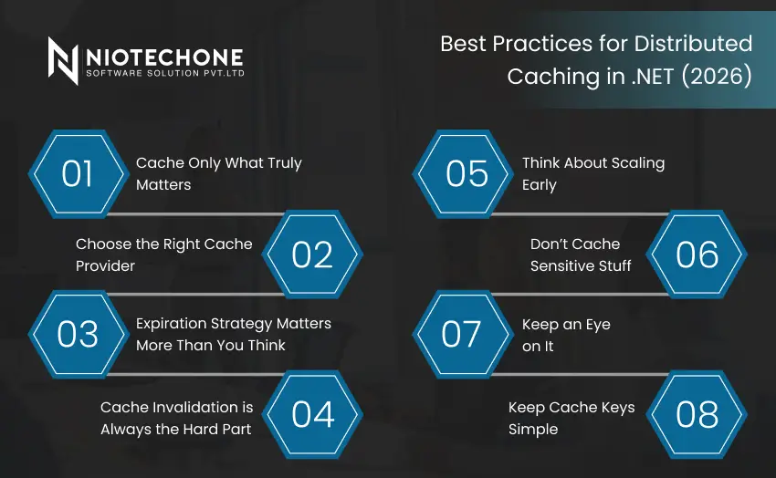 Best practices infographic for distributed caching in .NET applications in 2026