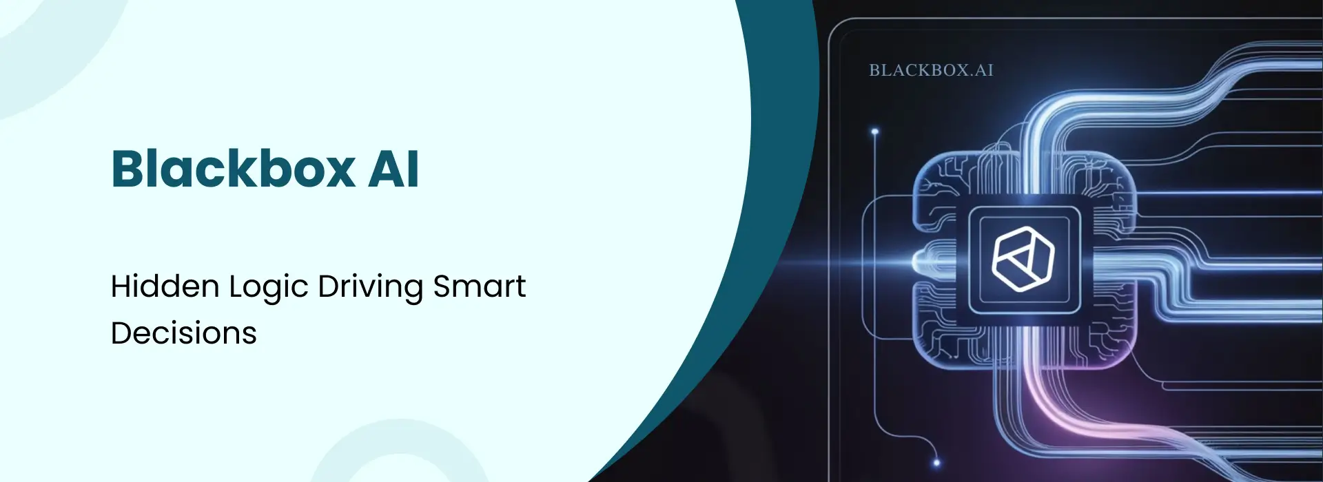 Blackbox AI concept showing hidden logic driving smart AI decisions with neural network design