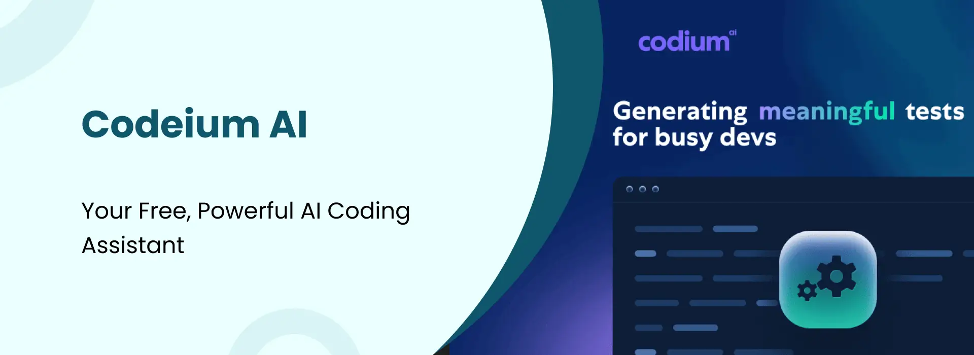 Codeium AI interface showing free powerful AI coding assistant generating meaningful tests for developers
