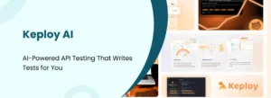 Promotional banner showcasing Keploy AI platform with tagline “AI‑Powered API Testing That Writes Tests for You” and screenshots of dashboards for unit, integration, and API testing.
