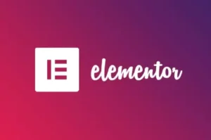 Elementor logo displayed on a colorful gradient background representing Elementor AI and WordPress website design tools.