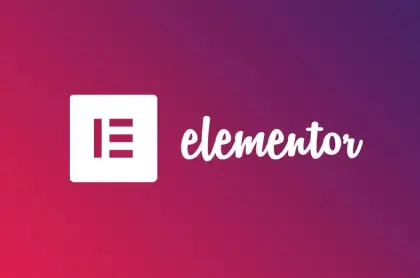 Elementor logo displayed on a colorful gradient background representing Elementor AI and WordPress website design tools.