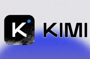 Kimi AI app icon and logo on gradient background