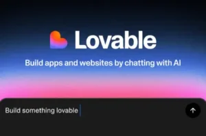 Lovable AI platform homepage showing build apps and websites by chatting with AI
