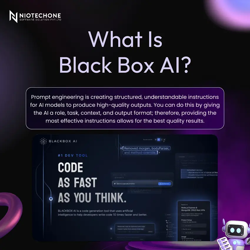 What is Black Box AI explanation with AI interface and coding automation concept