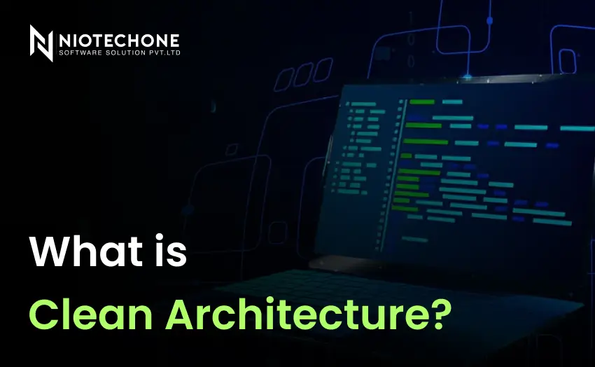 What is Clean Architecture in software development with code displayed on laptop screen
