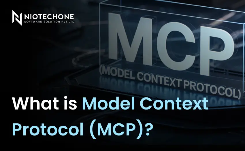 What is Model Context Protocol MCP banner with futuristic MCP text and NiotechOne branding.