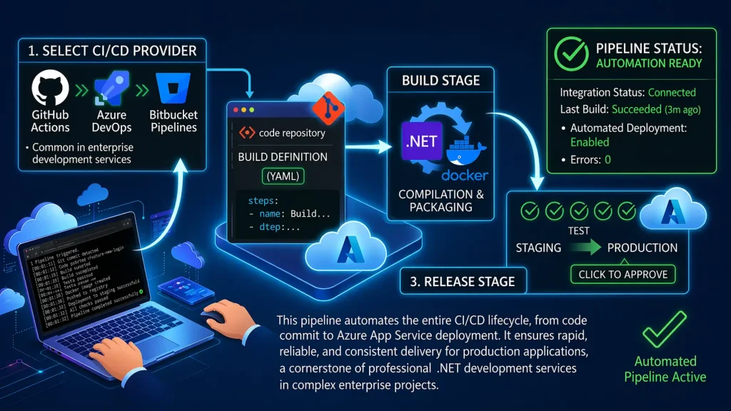 CI/CD pipeline for .NET applications using GitHub Actions, Azure DevOps, and Docker