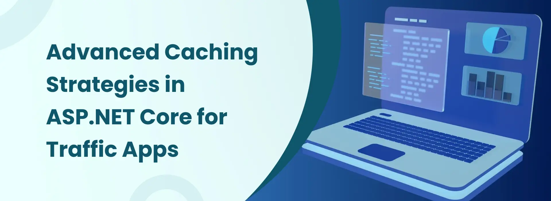 Presentation graphic about advanced caching strategies in ASP.NET Core designed to optimize performance for high-traffic web applications.