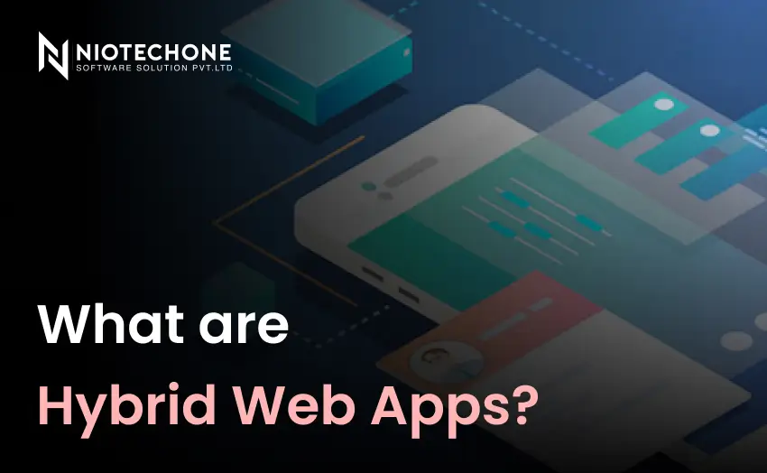 Modern digital illustration representing hybrid web applications that combine web and native app features for enhanced user experiences.